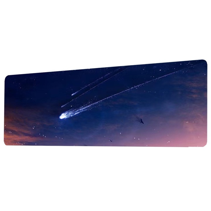 Mousepad gaming Tinuzo, suprafata micro-tesatura, margini cusute, antiderapant, rezistent la apa, 90x40cm