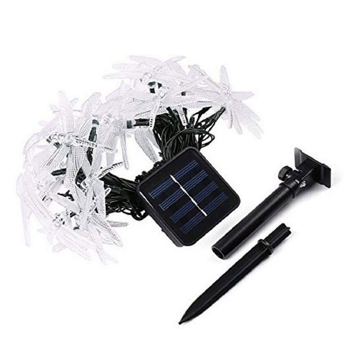 Sir luminos solar cu modele libelula pentru gradina, gard, nunta, petrecere de Craciun, multicolor