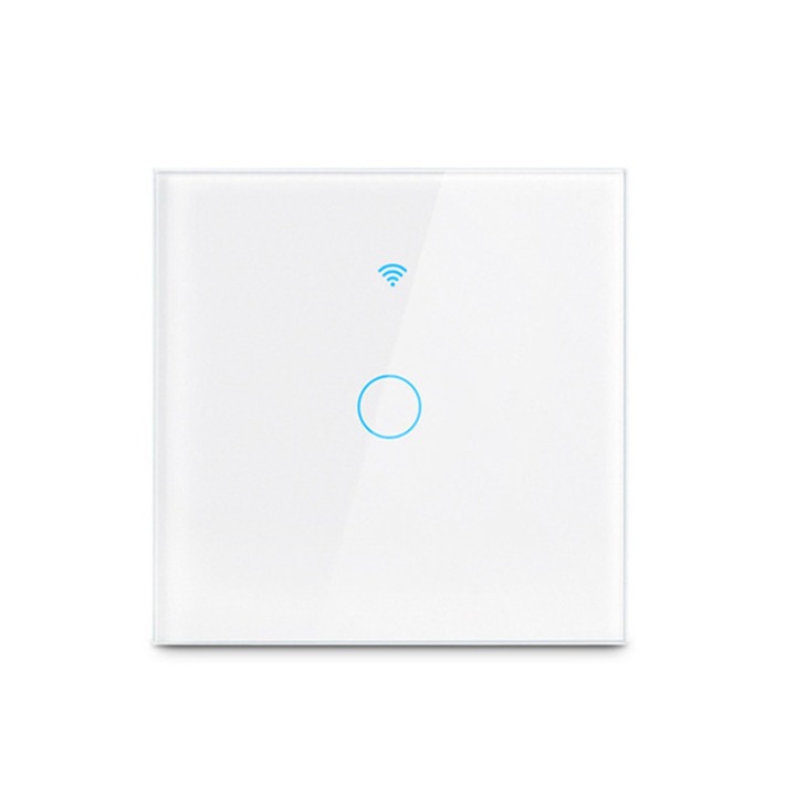 Intrerupator simplu cu touch din sticla, ecran tactil Alb