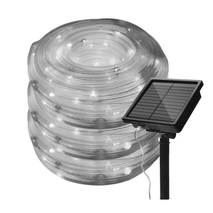 Ghirlanda solara decorativa, 8 moduri de iluminare, impermeabile, multicolor, 12m