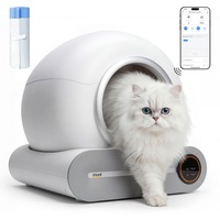 Litiera Automata iHunt Smart Cat Litter V1 pentru pisici, Sistem Auto Curatare, Sterilizare, Senzori Ambientali Deep-Clean, Aplicatie iHunt Home, Infrarosu, Display Tactil, Silentioasa, 9L, Alba