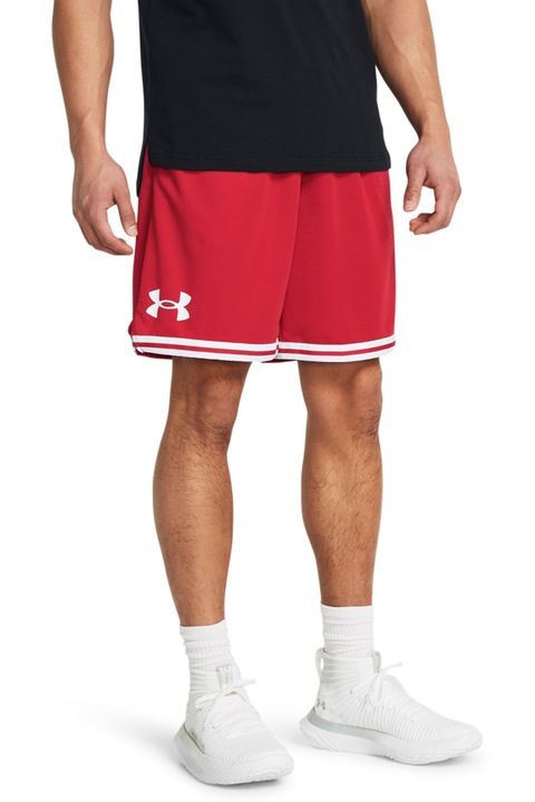 Under Armour, Pantaloni scurti lejeri pentru baschet Perimetre, Alb/Rosu vermillion