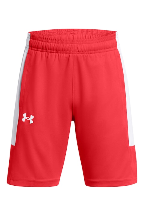 Under Armour, Pantaloni scurti cu buzunare laterale, pentru baschet Baseline, Alb/Coral