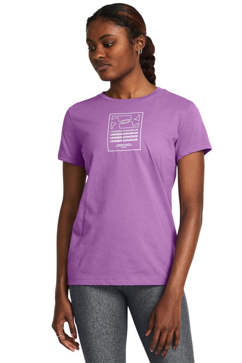 Under Armour, Tricou cu imprimeu, pentru antrenament Originators, Alb/Lila