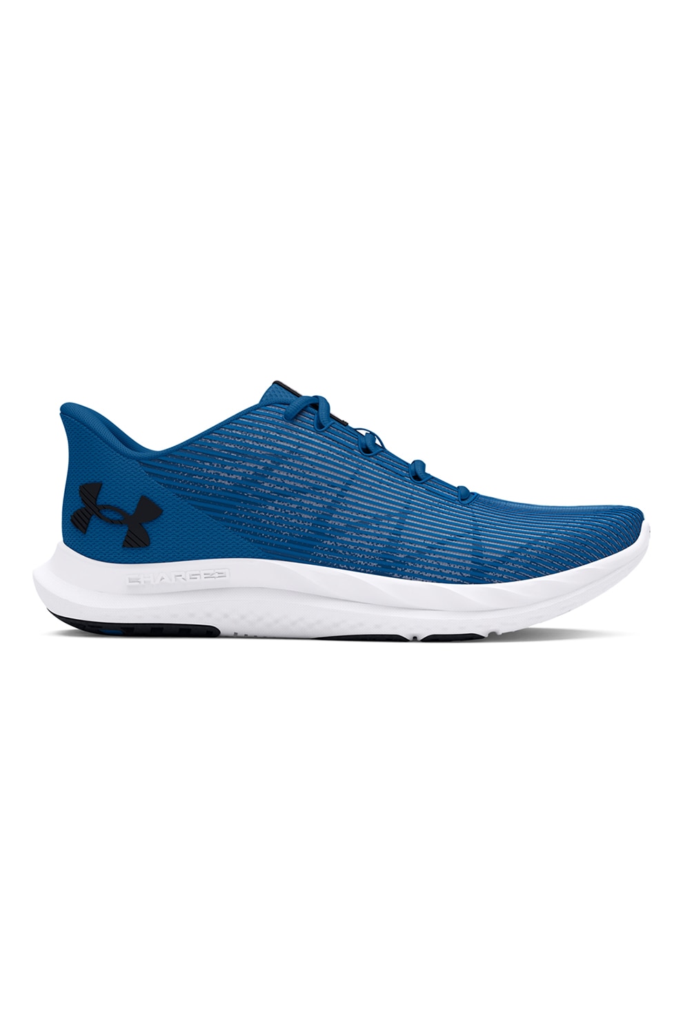 Under Armour, Pantofi cu material textil si insertii sintetice pentru alergare Charged Speed Swift, Negru, Albastru, 10.5