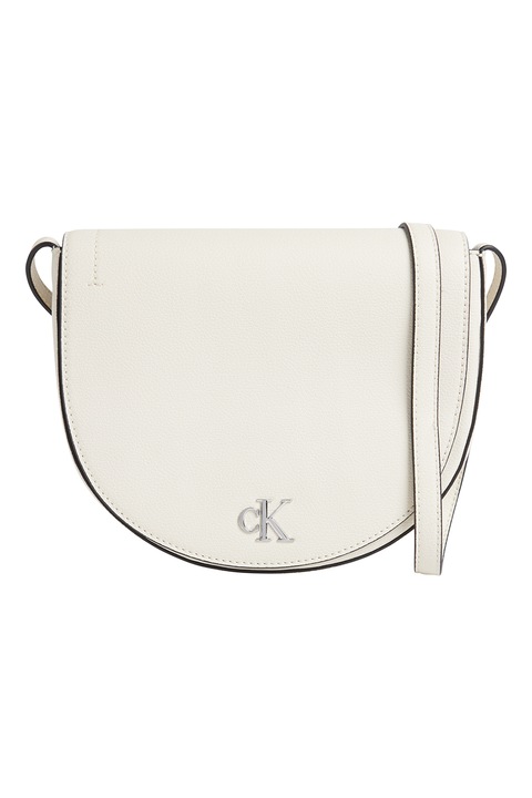 CALVIN KLEIN JEANS, Minimális ökológiai bőr crossbody táska, fénytelen fekete, törtfehér