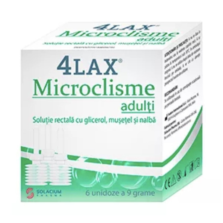 4Lax, Microclisme pentru adulti, 6 unidoze x 9 g, Solacium Pharma