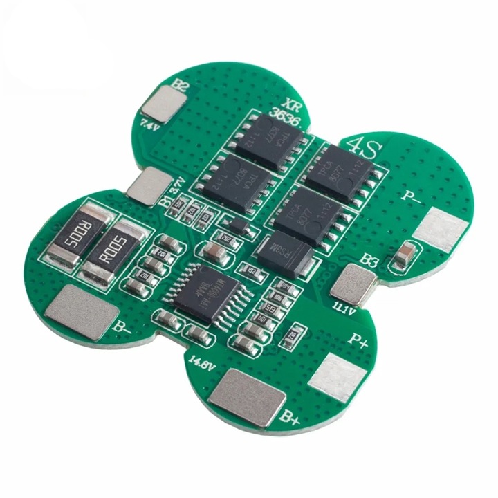 Töltő és védelmi modul 4 db lítium akkumulátorhoz, BMS 4S, 15A