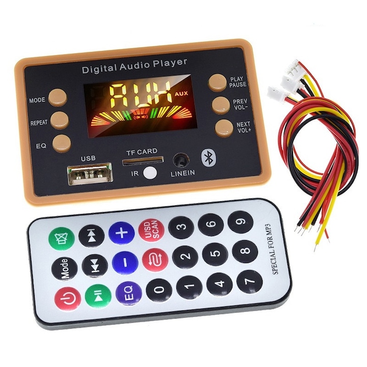 MP3 декодер модул с Bluetooth 5.0 и слот за microSD карта, 5V/12V