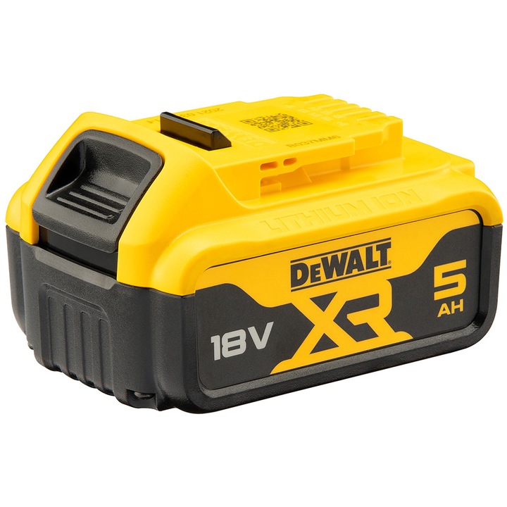 Литиево-йонна батерия DeWALT DCB184 XR 18V 5 Ah, Множествена съвместимост, Индикатор за ниво на зареждане, Съвместима с всички електрически инструменти DeWALT 18V XR