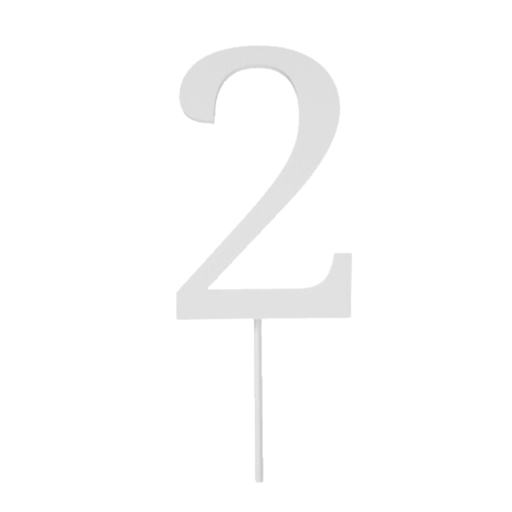 Топер за торта, "2", рожден ден, 150 X 61 мм бяла слонова кост