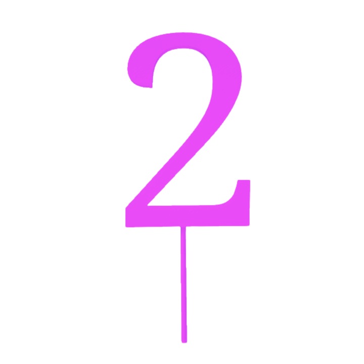 Topper tort, "2", zi de nastere,150 X 61 mm mov deschis