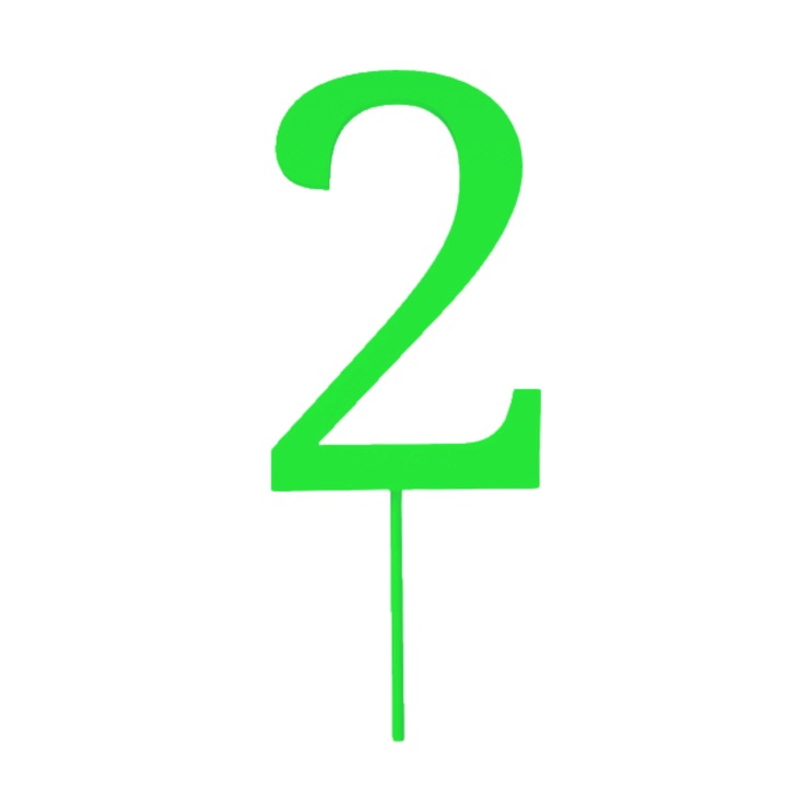 Топер за торта, "2", рожден ден, 150 Х 61 мм зелен