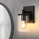 Aplica LED de perete, Goeco, design industrial, metal si sticla, negru, 23x14x12cm