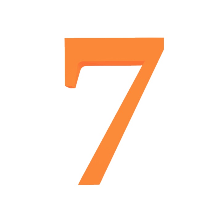 Свещник за торта, "7", рожден ден, 100 X 68 мм оранжев