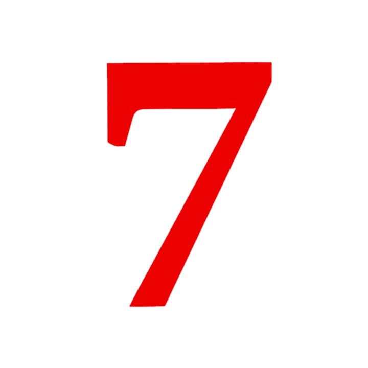 Свещник за торта, "7", рожден ден, 100 X 68 mm червен