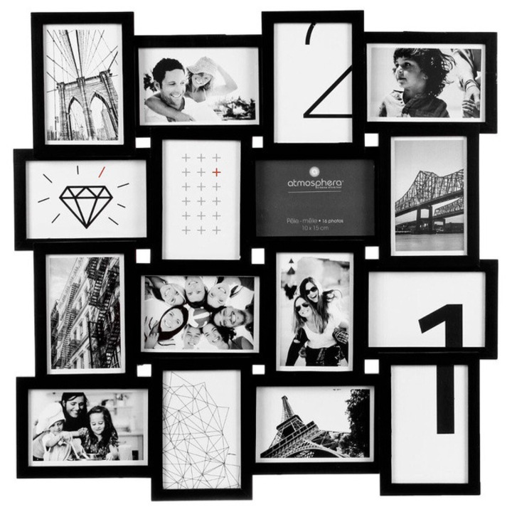 Rame foto, colaj, 16 elemente, Atmosfera - negru