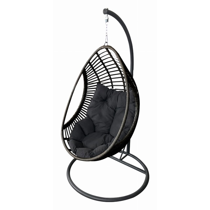 Scaun suspendat Bello Giardino Bellissimo, ratan, gri inchis, 81x60x195cm