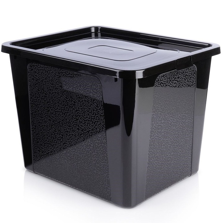 Cutie Depozitare, Vilde, Cu Capac, 40x33x30 cm, 30 l, Plastic, Negru