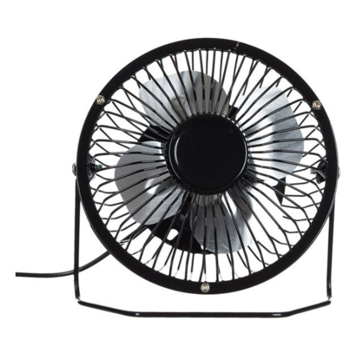 Ventilator Metalic Negru, USB, 13 cm