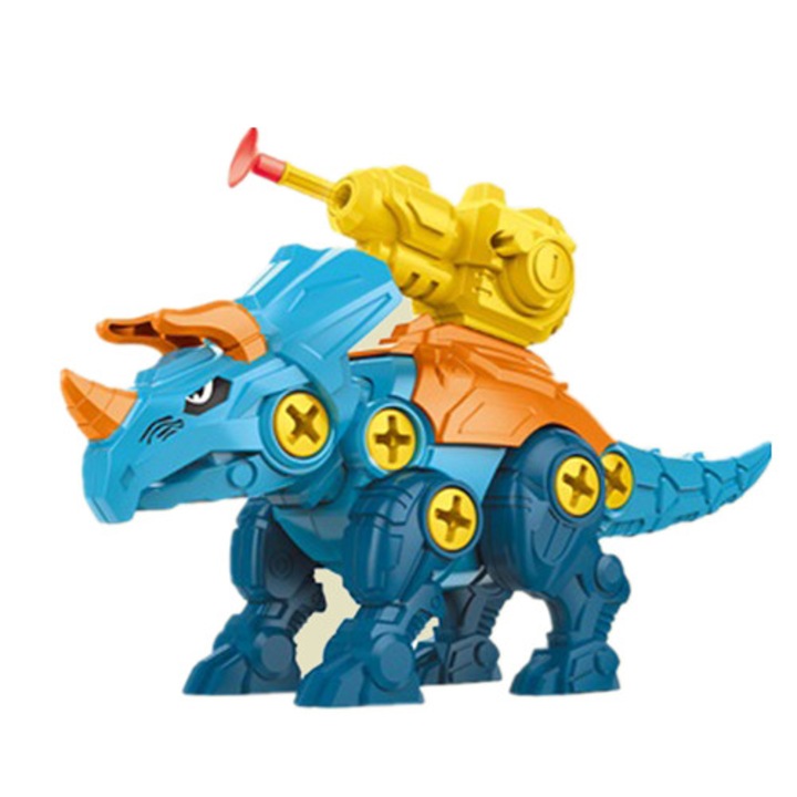 Interaktív dinoszaurusz-összeszerelő játék, többszínű, 17,5x5x11 cm, Triceratops