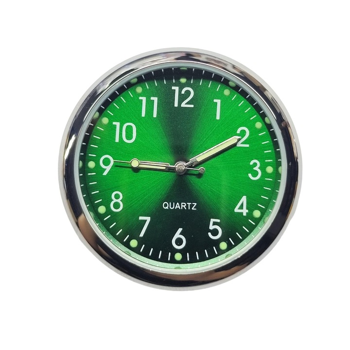 Часовник на таблото, Ejiajia, Преносим, алуминий/кварц, зелен, ярък, 3 метода на инсталиране