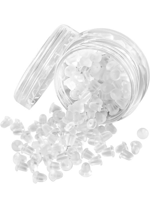 Set 200 bucati suporturi cercei din silicon, KUNXIUJ, moi, durabile, transparente, pentru cercei cu tija