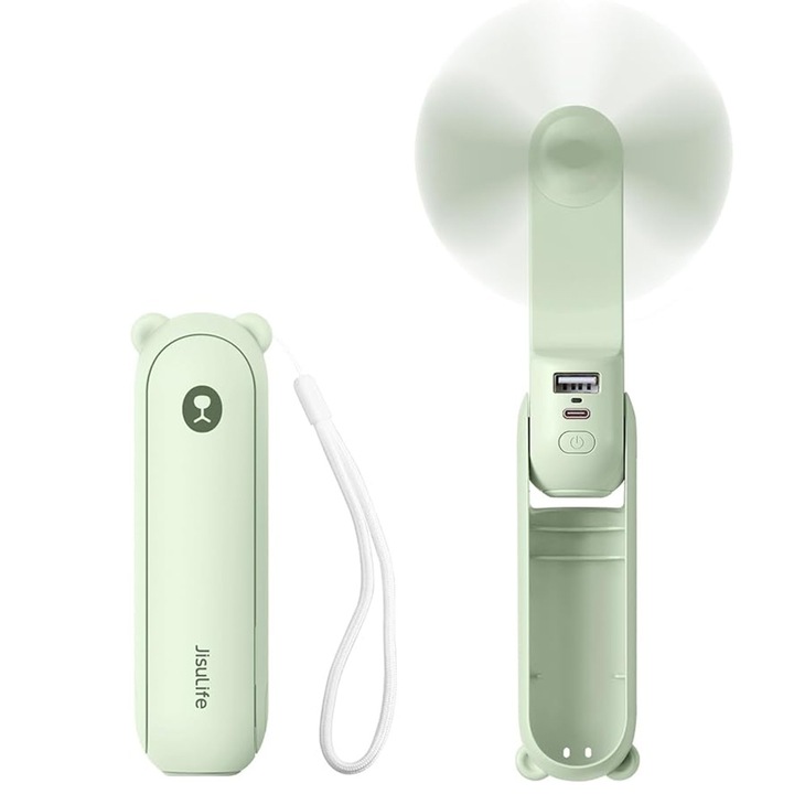 Hordozható ventilátor 2000 mAH, USB - JisuLife (F8) - zöld