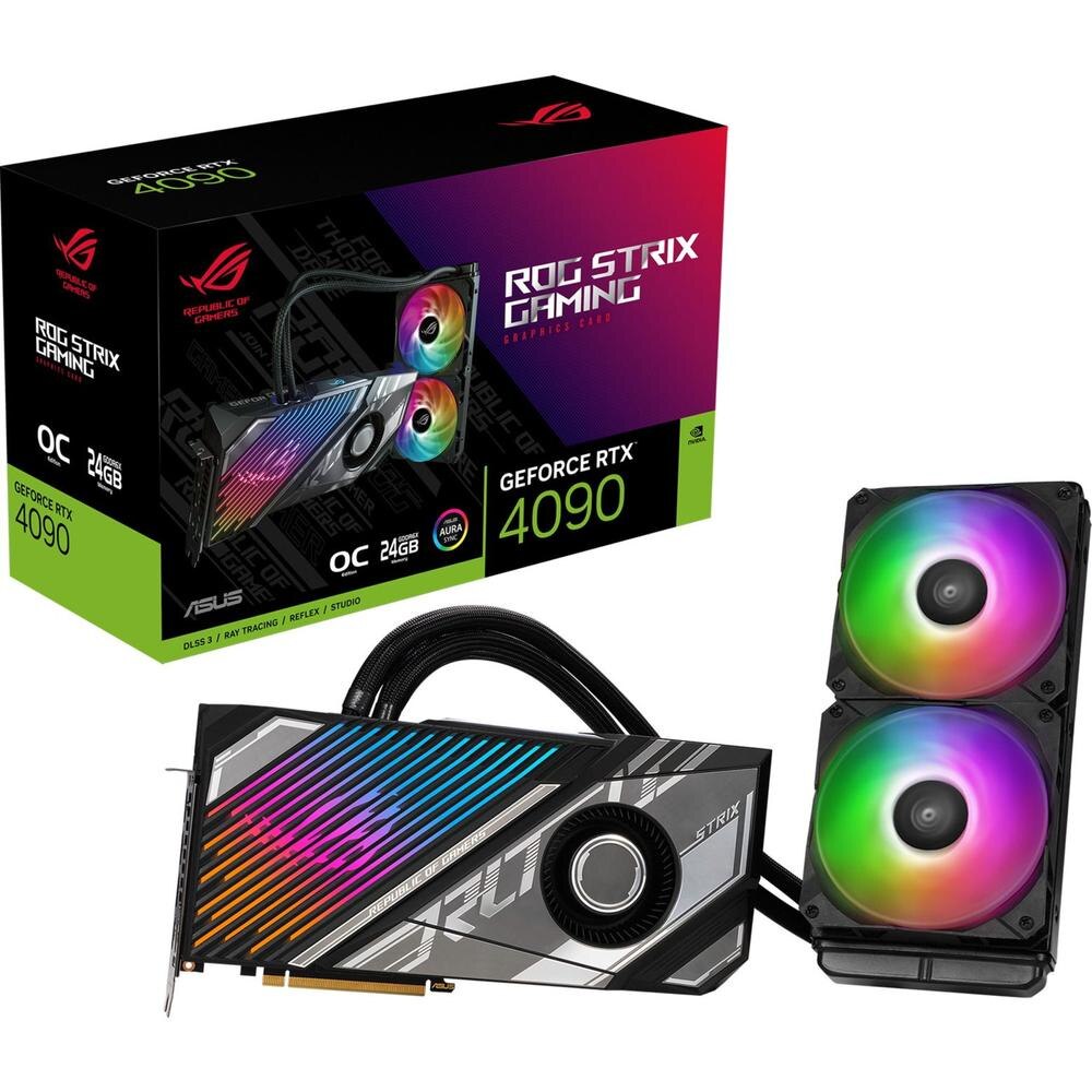 Placa video ASUS GeForce RTX 4090 ROG STRIX LC OC 24GB GDDR6X 384