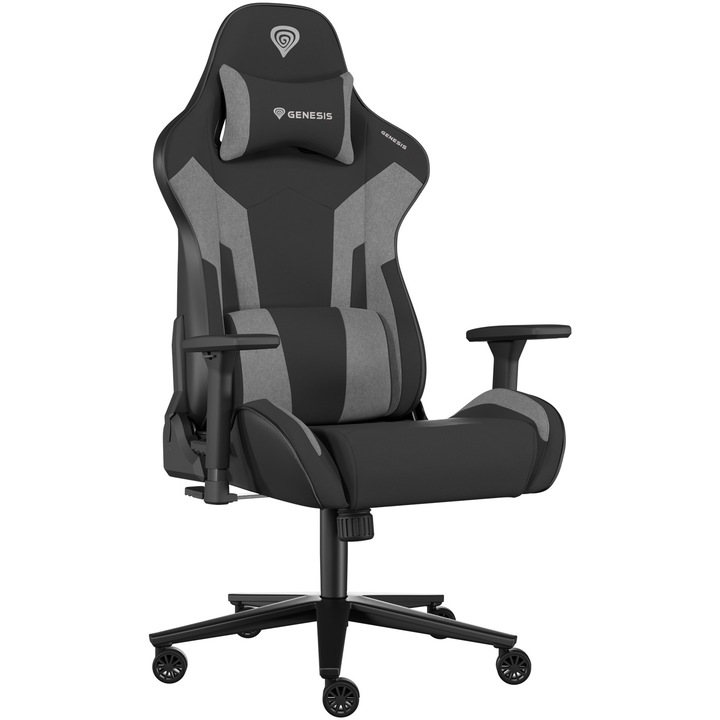 Scaun gaming Genesis Nitro 720, material Synthetic PU + Textil, reglabil pe inaltime, spatar ajustabil, Negru/Gri