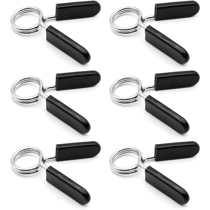 Set 6 cleme fixare Sunmostar, pentru bara haltere, diametru 2.8cm, negru