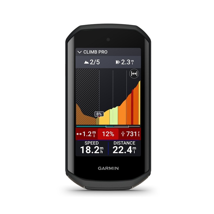 Ciclocomputer wireless, Garmin Edge 1050, 3.5", 64GB, IPX7, Bluetooth, 480 x 800 px, Negru