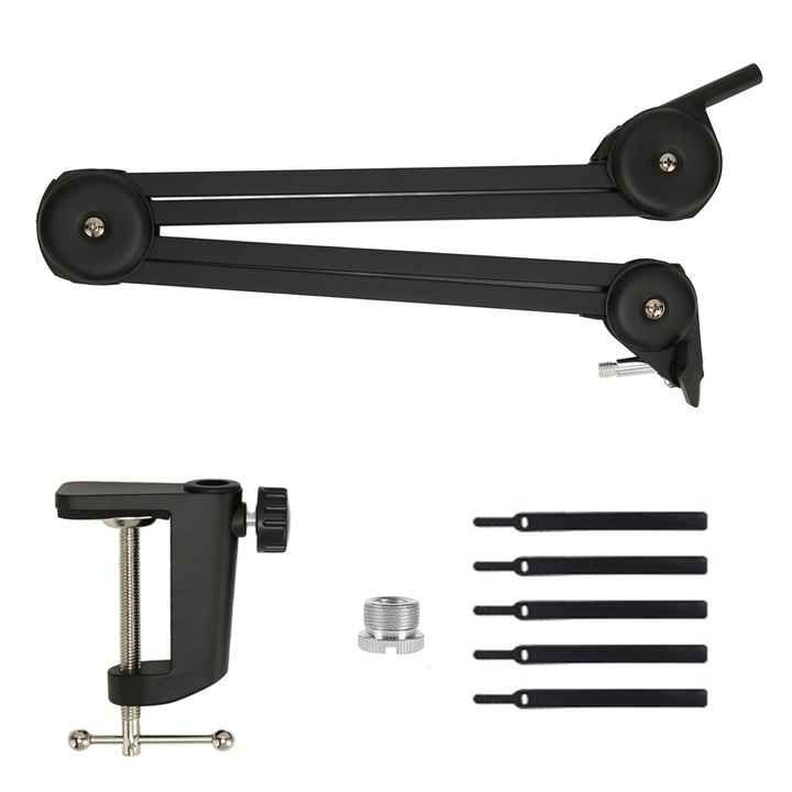 Mikrofonállvány szett, 35cm+35cm, fekete, maximális teherbírás 1,8kg