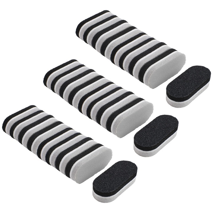 YANYXR BST2001386-4 köröm buffer blokkok, mini kétoldalas, különböző csiszolófelületek, fekete/fehér, 100 db.