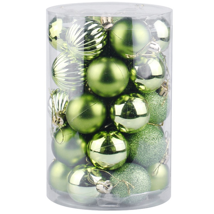 Set 34 Globulete de Craciun, 4cm, Verde