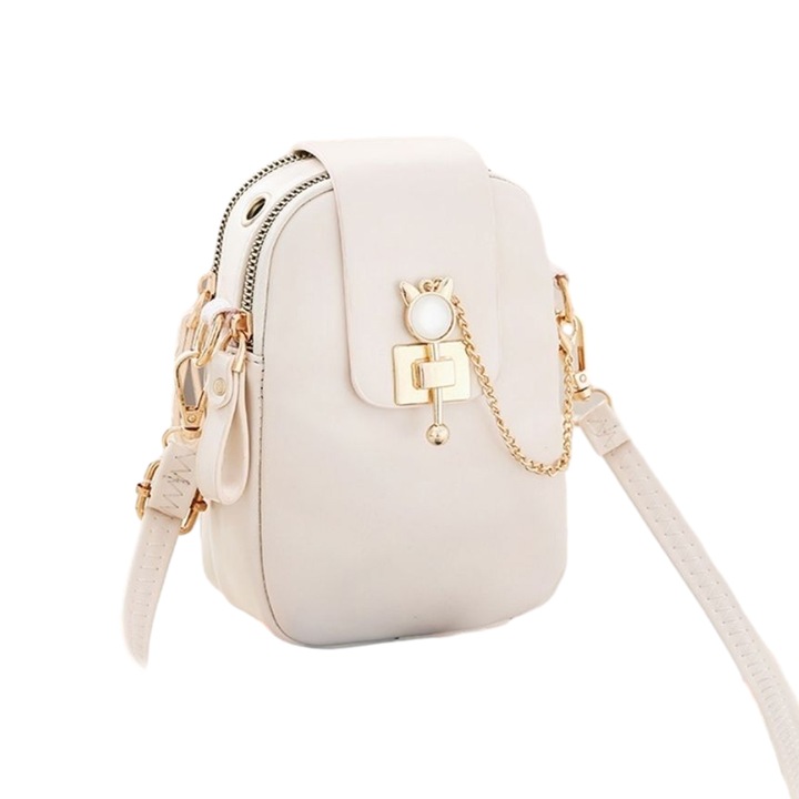 Jormftte Crossbody telefontáska, többfunkciós kialakítás, 3 cipzáras zseb, fehér szín, kompakt méretek