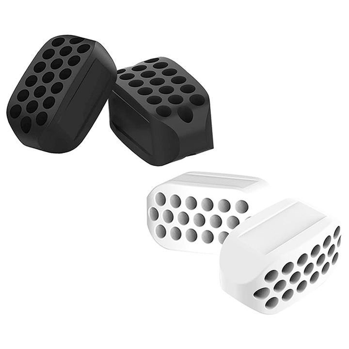 Set 4 Exercitii Mandibula, Silicon Alimentar, Negru/Alb, 3x1.5x1.6cm