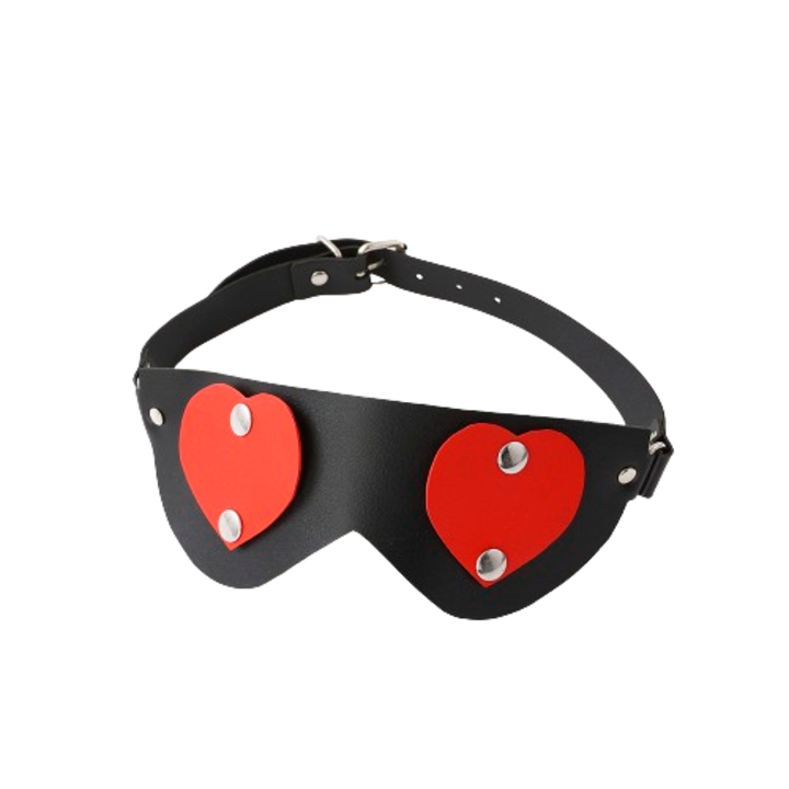 Masca ochi inima, ajustabila, negru cu rosu