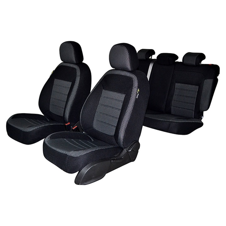 Huse auto Dedicate Dacia Logan MCV 5 locuri, 2013-2016, Material Textil, 9 piese, Smartic®, negru