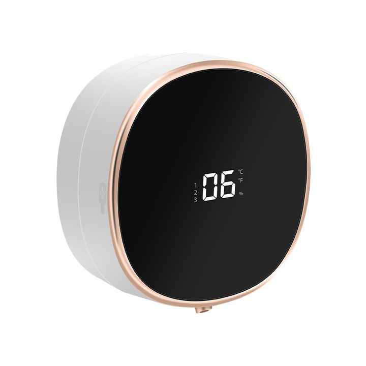 Szappan adagoló, érzékelő, folyékony vagy habos szappan, 3 adagolási szint, érzékelő reakciója 0, 3 s, űrtartalom 300 ml, digitális képernyő, hőmérsékletet mutat, fehér, fekete