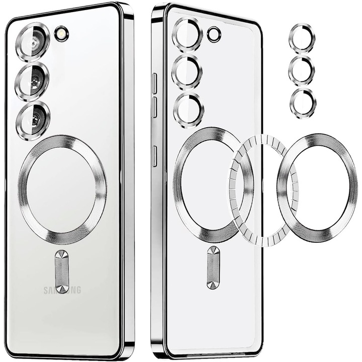 LuxeArmor tok, Magsafe Samsung Galaxy S23-hoz, Teljes borítás, Ultra vékony, Ezüst