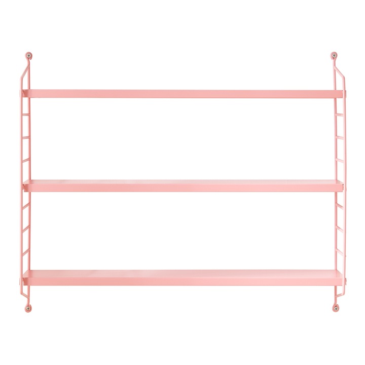 [en.casa] Fali polc PXSL-0339 Strängnäs 50 x 60 x 15 cm acél rózsaszín 3 polccal