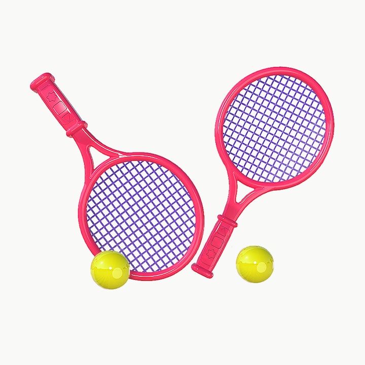 Set Badminton pentru Copii Xuigort, 2 Rachete si Volani, Usor de Jucat, Multicolor