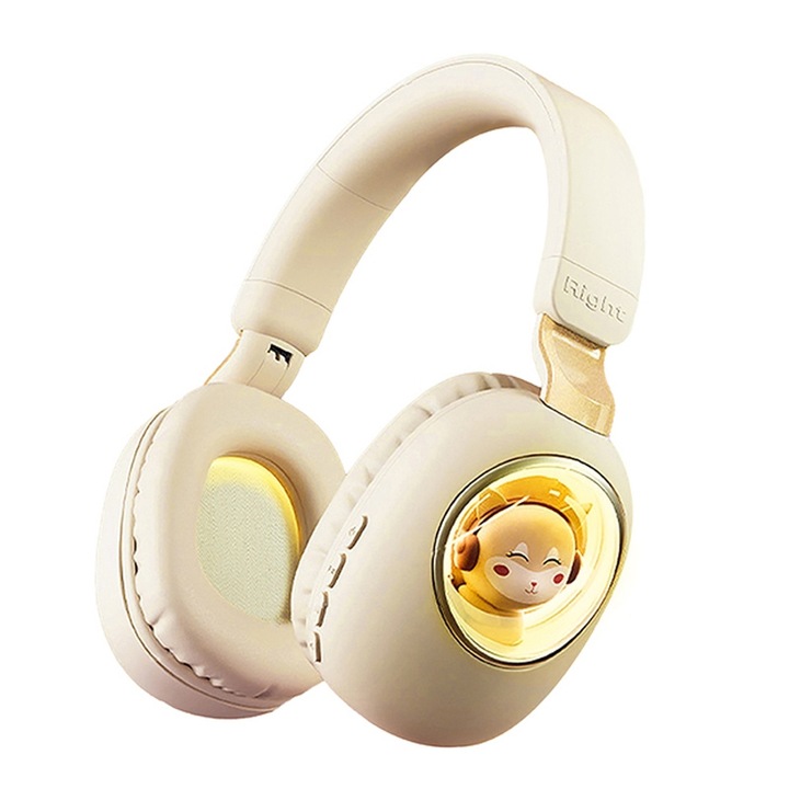 Casti Over-Ear, B4 Veverita Culoare RGB, Sunet Stereo, Bluetooth Wireless, Potrivire Confortabila, Prietenos Pentru Copii, Design Anti-Cadere, Multicolor