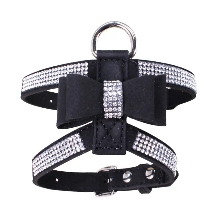 Ham petru caini, Negru cu strasuri, Ajustabil, 12 Kg