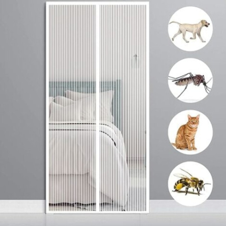 Perdea Magnetica Tovbmup, Anti-Insecte, Inchidere Automata, 150x220cm, Alb