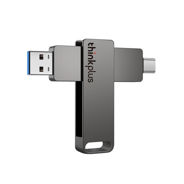 USB памет, Флашка, Lenovo Thinkplus MU110, USB32+Type-C, ротационен модел, 32GB, Сив