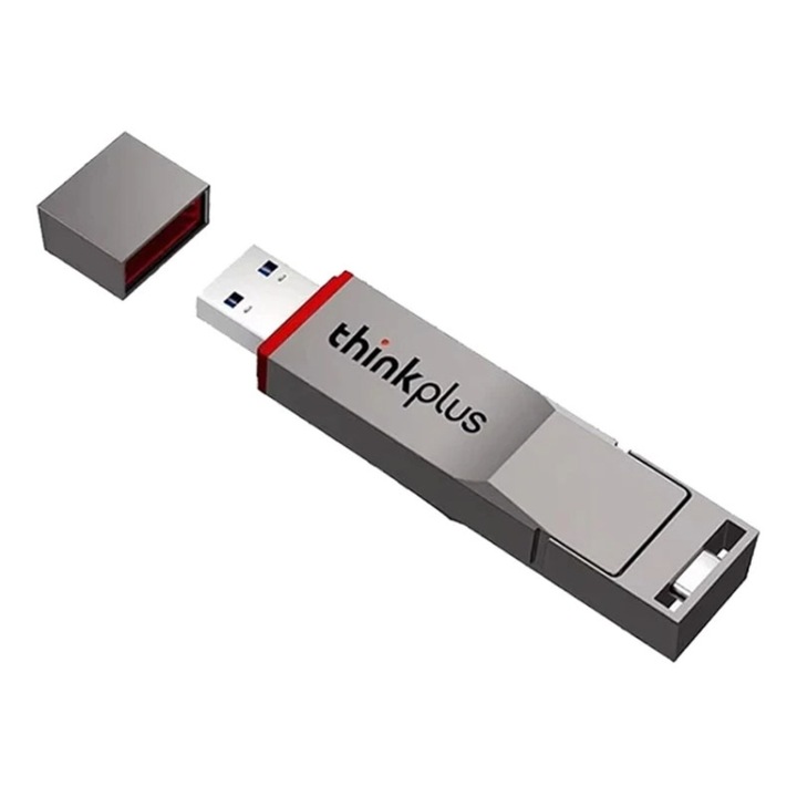 USB памет, флаш устройство, Lenovo Thinkplus TU280PRO, двоен интерфейс USB32+Type-C, с 1T солидна памет, тъмносив