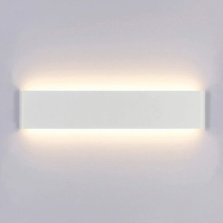 Модерна стенна лампа, AMRINUGL, матово бяла, 14W, SMD2835 технология, защита от късо съединение, идеална за бани и хотели, 41 см