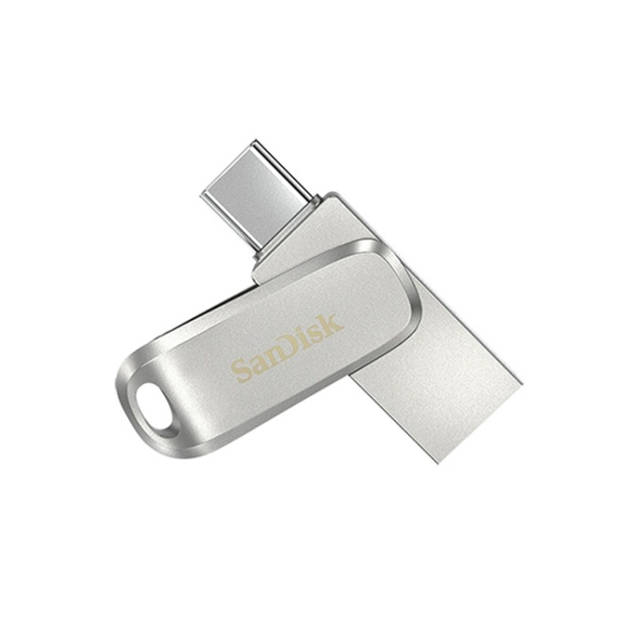 USB flash memória, Type-C + USB 31 interfész, OTG, sebesség, Stick számítógéphez és telefonhoz, ezüst fém ház, 256 GB